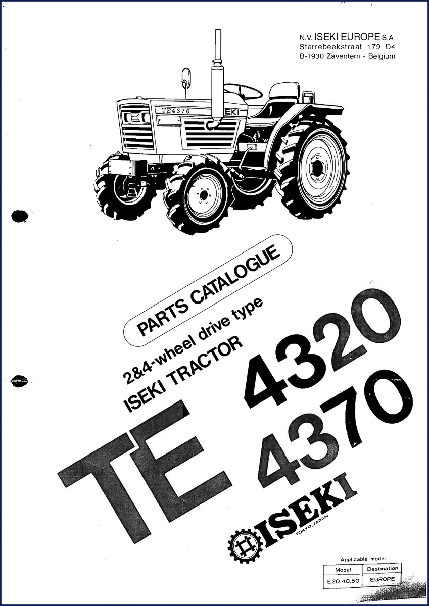 Iseki TE4320 TE4370 Parts Catalog cover – factory OEM documentation