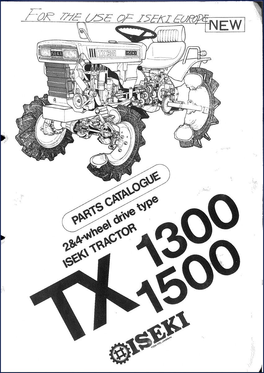Iseki TX 1300 owners handbook cover page - factory parts catalog for TX 1300 and 1500 tractors