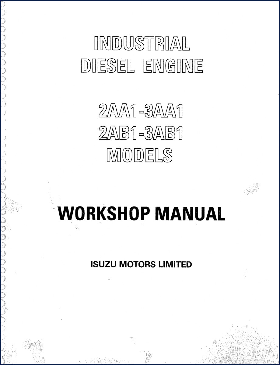 Isuzu 2AA1 diesel engine workshop manual cover page showing factory content layout