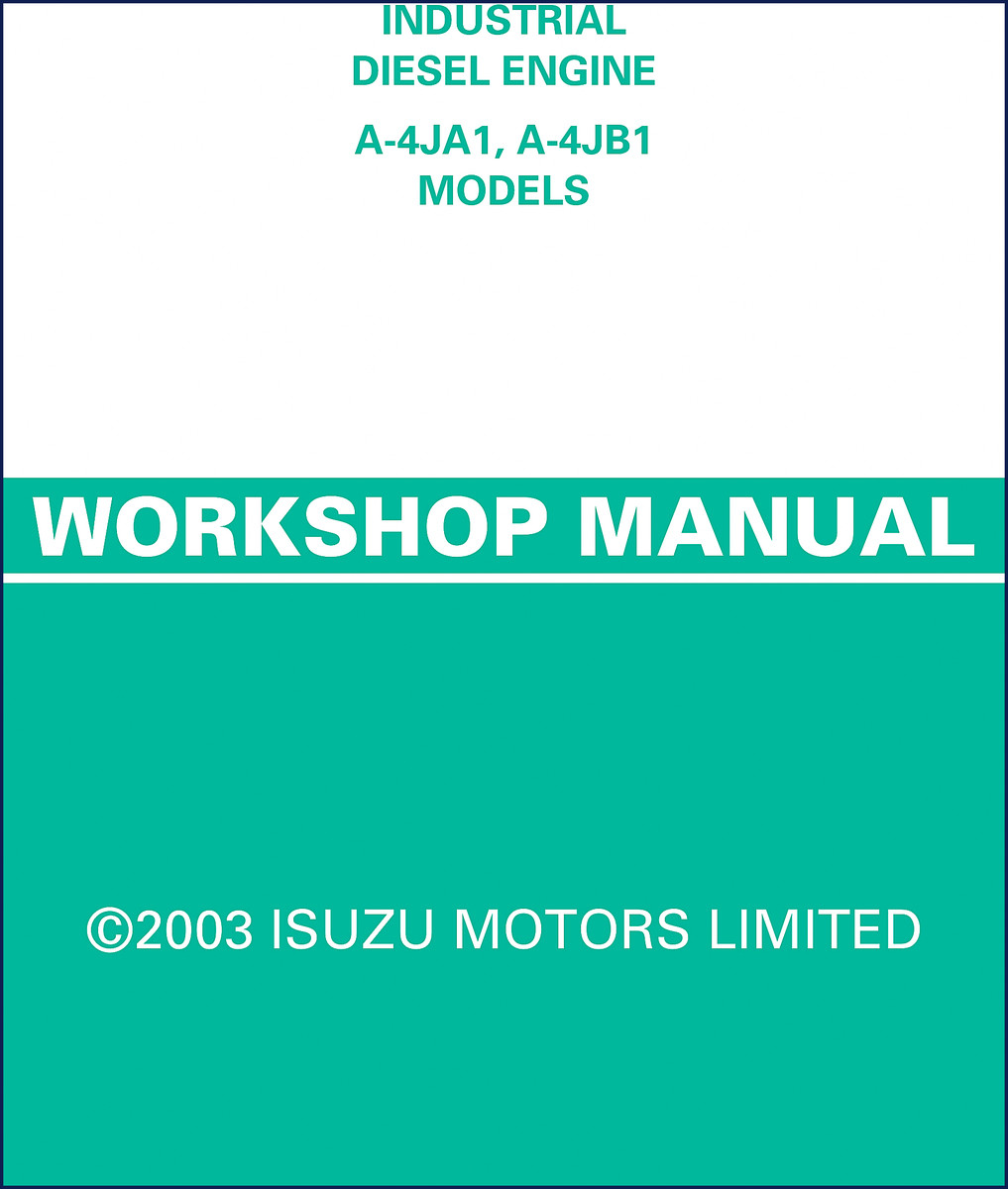 Isuzu 4JB1 4JA1 2003 Workshop Manual cover showing industrial diesel engine diagram