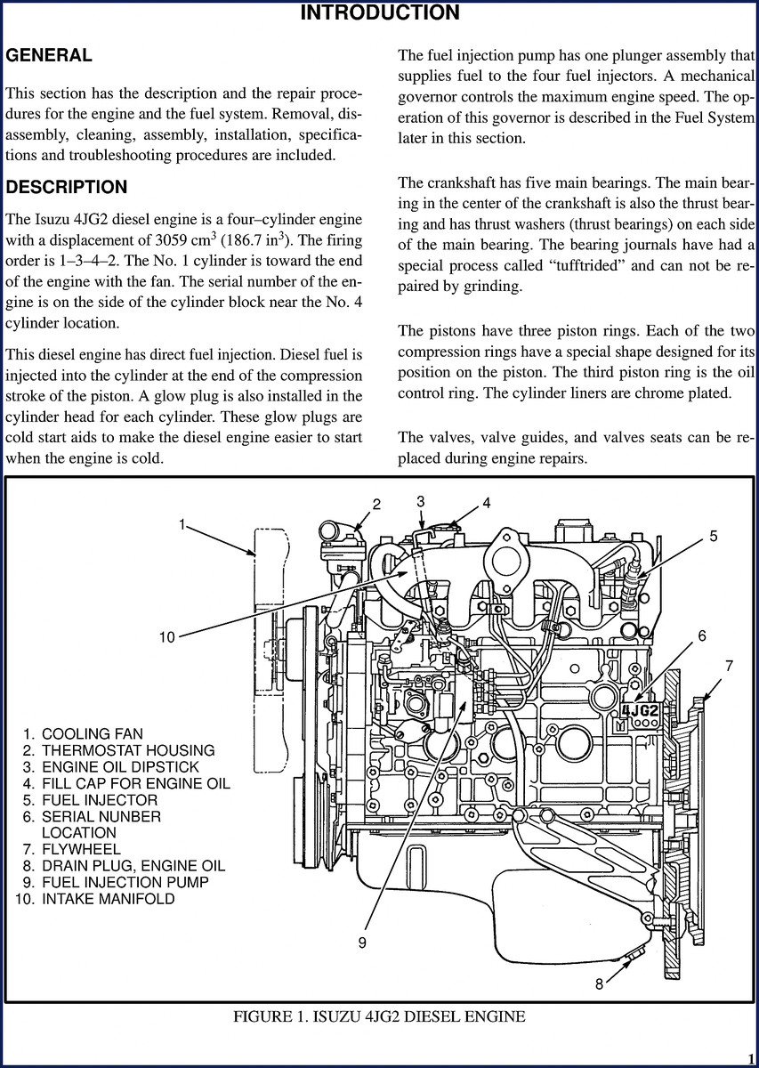 Isuzu 4JG2 diesel engine service manual cover – 48 page factory document
