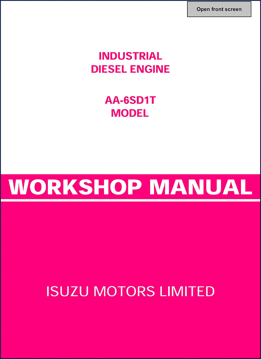 Isuzu AA-6SD1T industrial diesel engine workshop manual cover, 243 pages OEM document