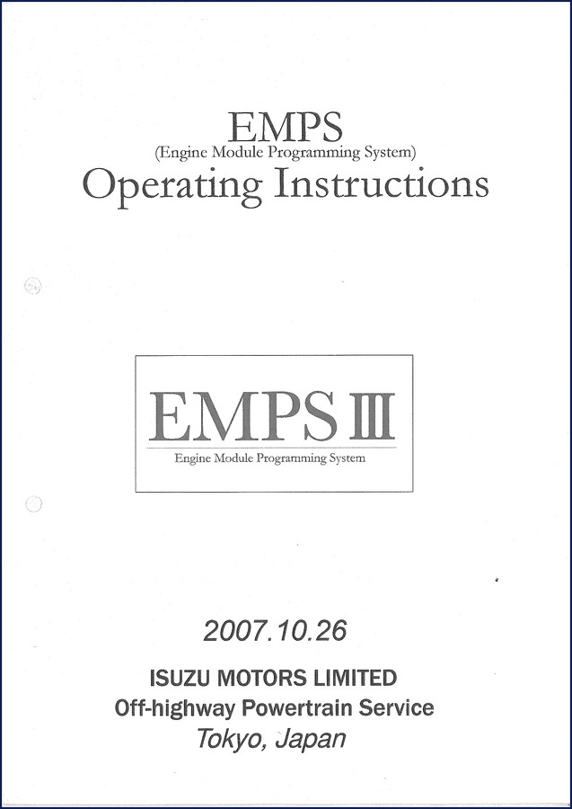 Isuzu EMPS III 2007 Operators Manual cover showing EMPS III interface and industrial engine diagram