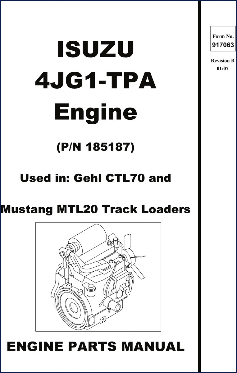 Isuzu CTL70 MTL20 2007 Parts Catalog cover page showing engine assembly diagram