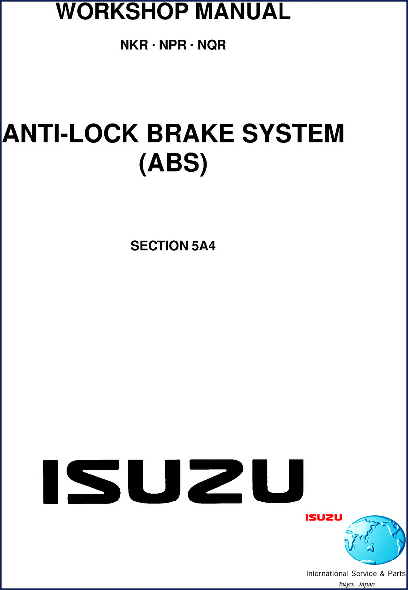 Isuzu NPR NQR NKR ABS Workshop Manual cover showing vehicle and title