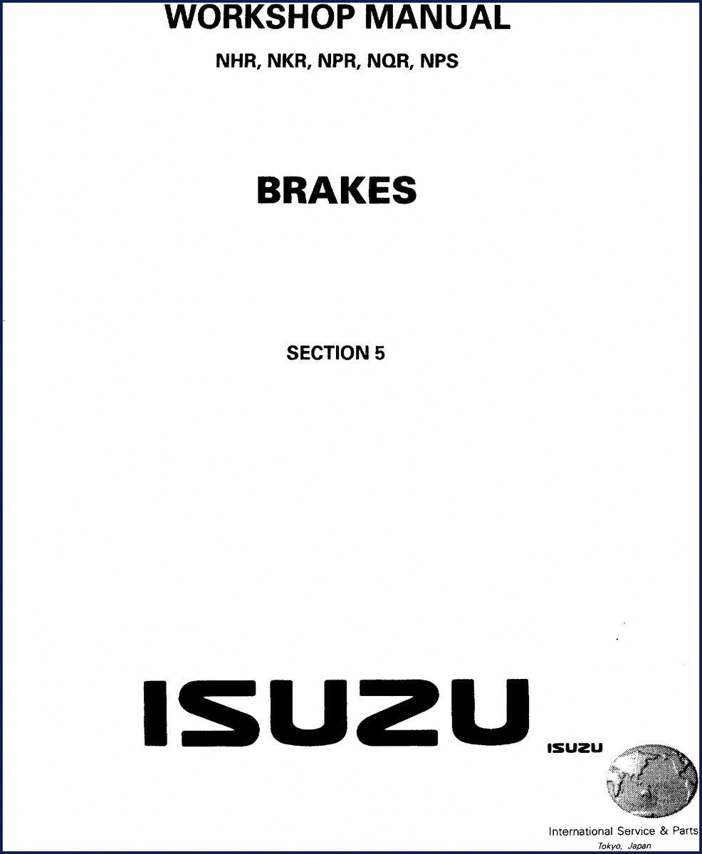 Isuzu N-series brake workshop manual cover for 1994 onward models, 284 pages