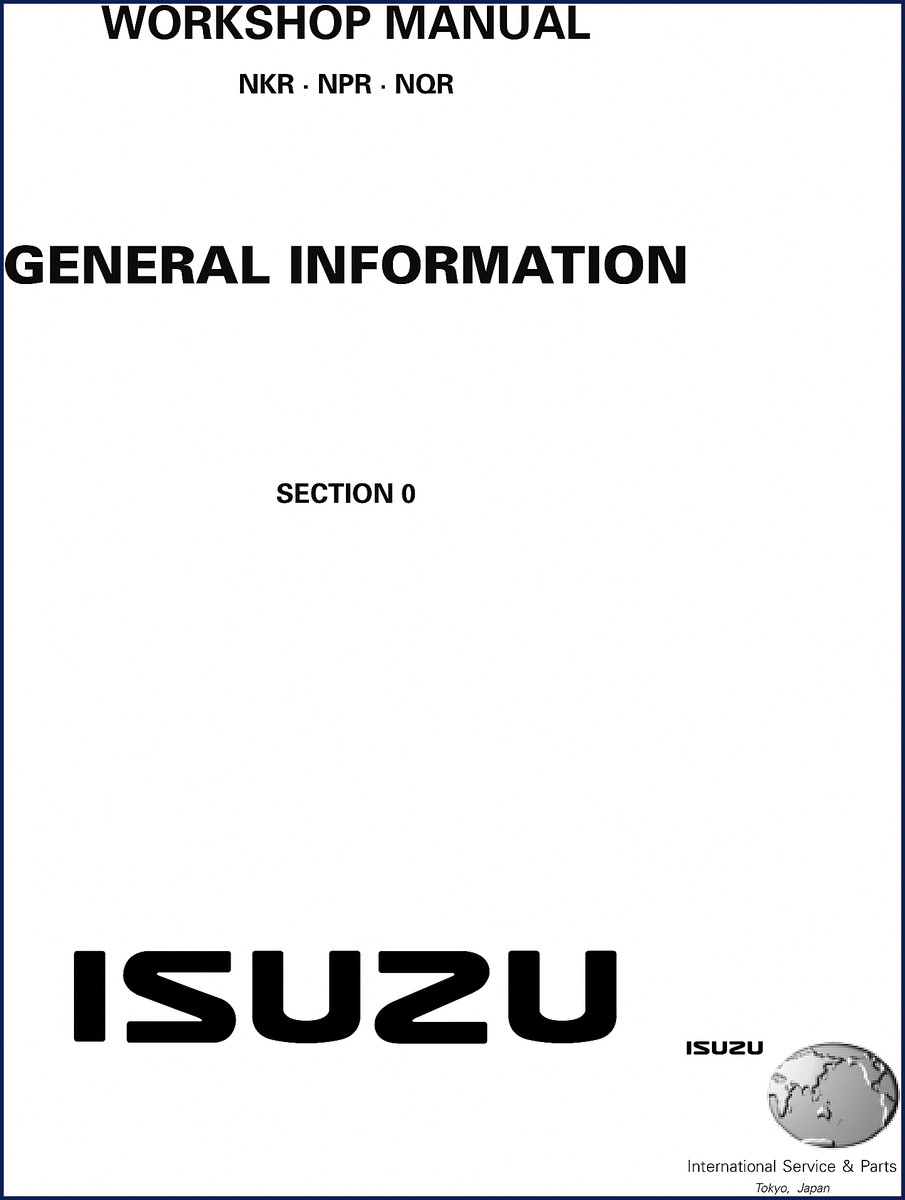 Isuzu NPR, NQR, NKR Workshop Manual cover – 39-page OEM PDF