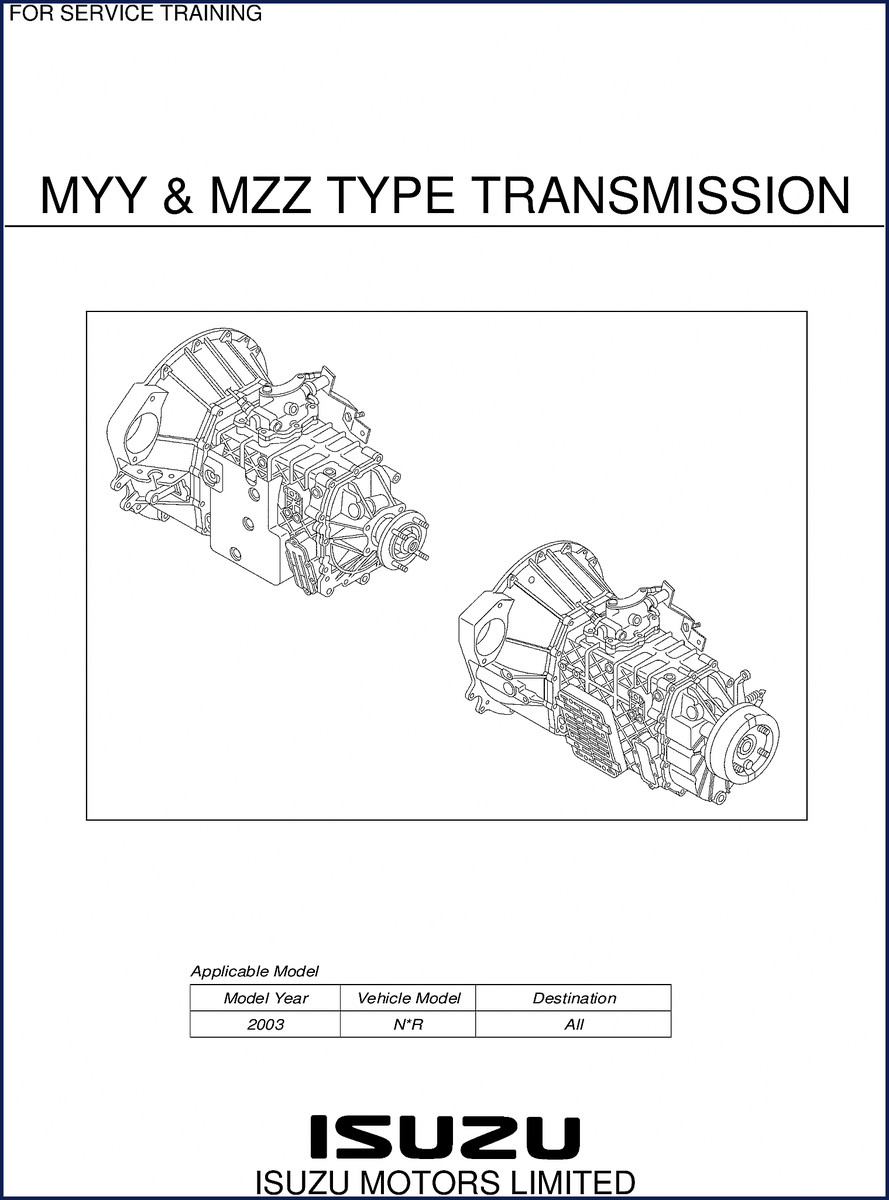 Isuzu N*R 2003 Training Manual – MYY & MZZ Transmission Construction Diagram