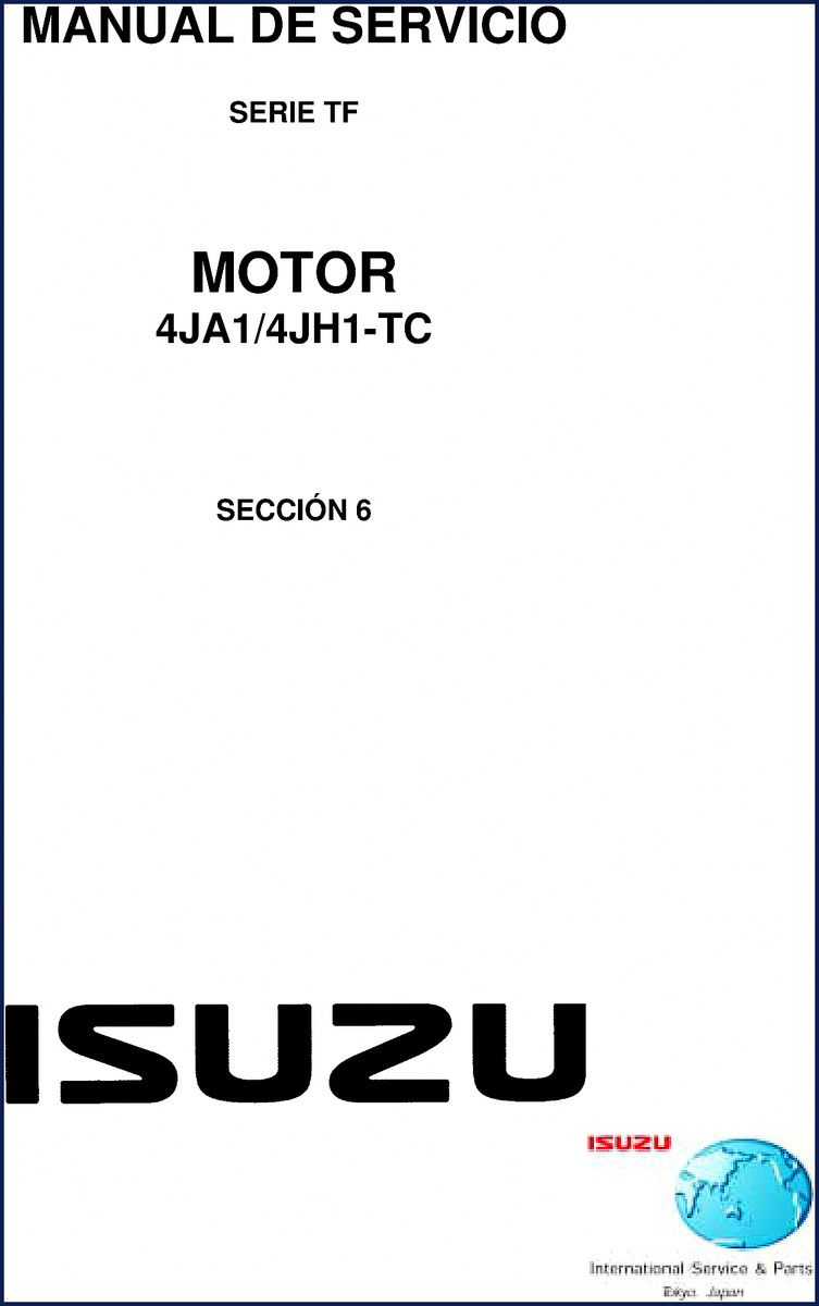 Isuzu TF Service Manual – 784-page factory diagnostic manual for 4JA1/4JH1 engines