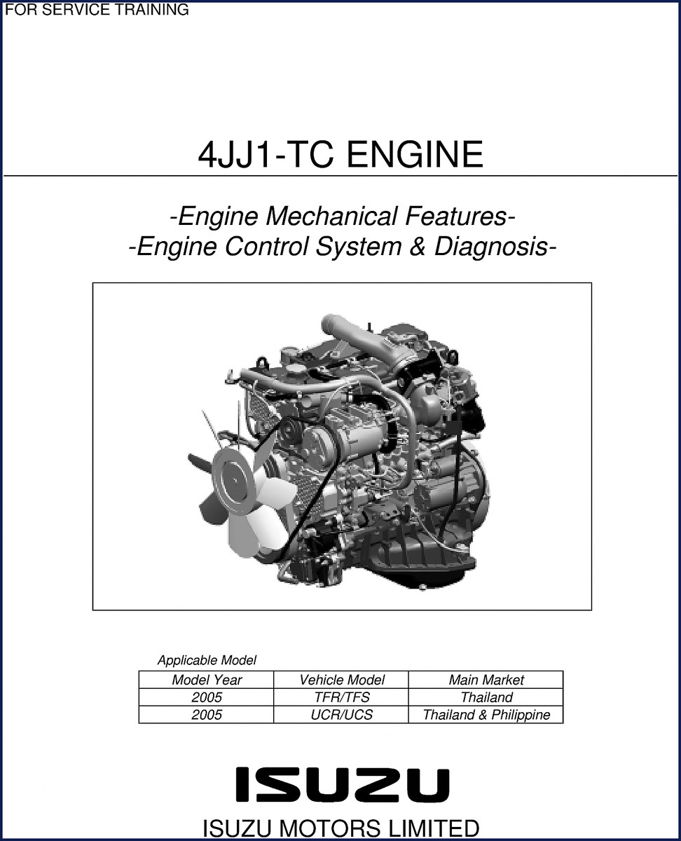 2005 Isuzu TFR TFS UCR UCS 4JJ1-TC Training Manual cover page