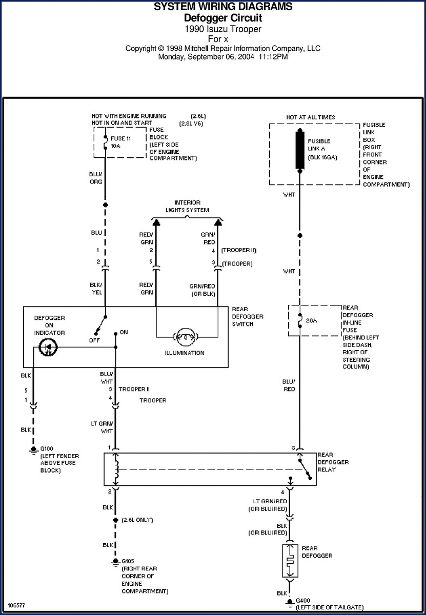 1998 Isuzu Trooper Wiring Diagram manual – 20 pages OEM factory schematic