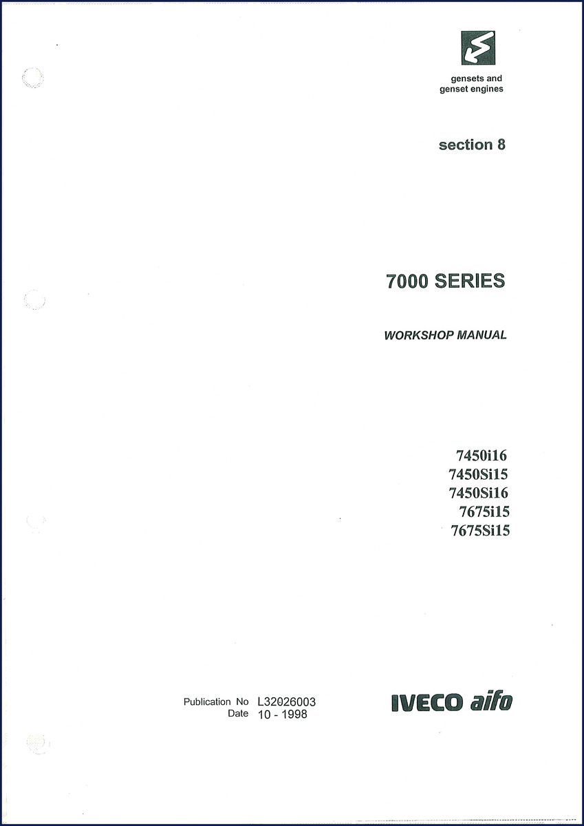 Iveco 7450i16 1998 Workshop Manual cover – 112 pages OEM factory repair guide