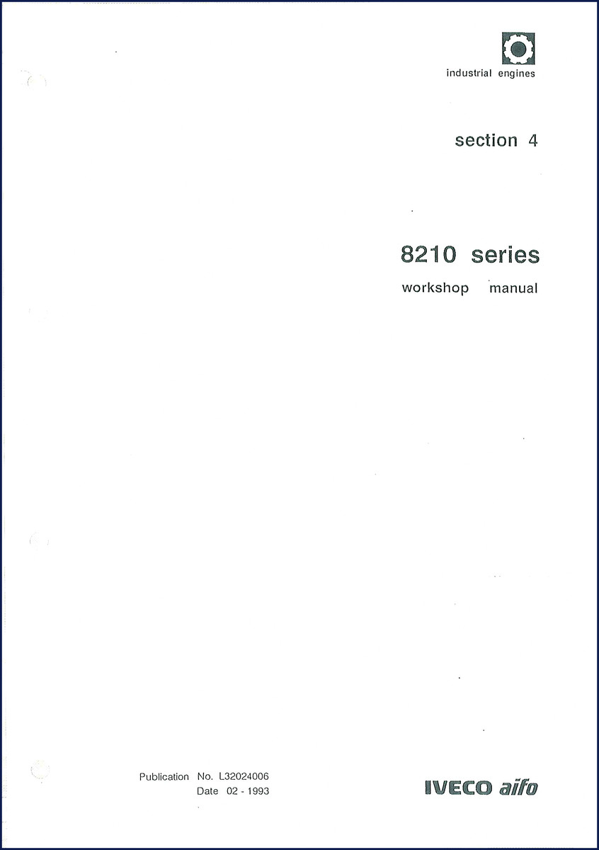 Iveco 8210 1993 workshop manual cover – OEM factory repair guide for industrial engines