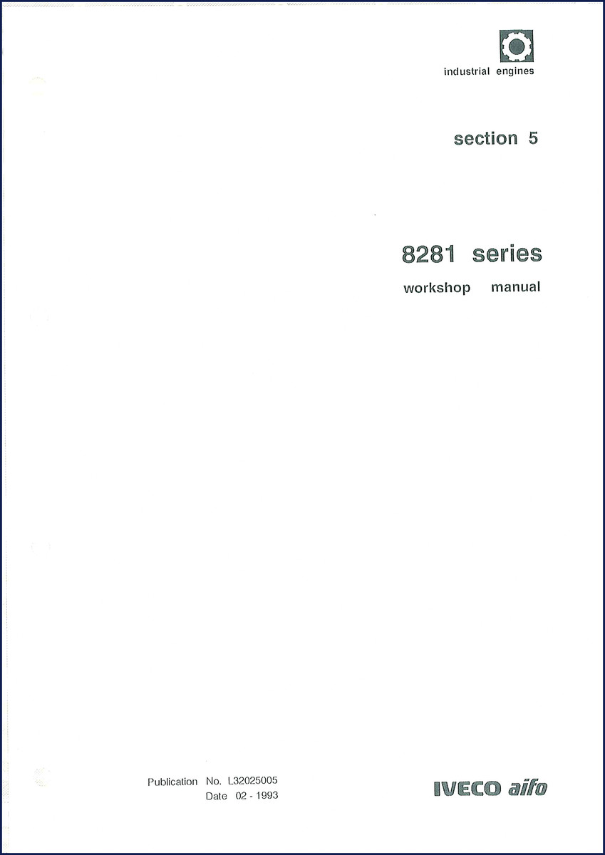 Iveco Aifo 8281 1993 Workshop Manual cover – 68 pages OEM factory service manual for industrial engine