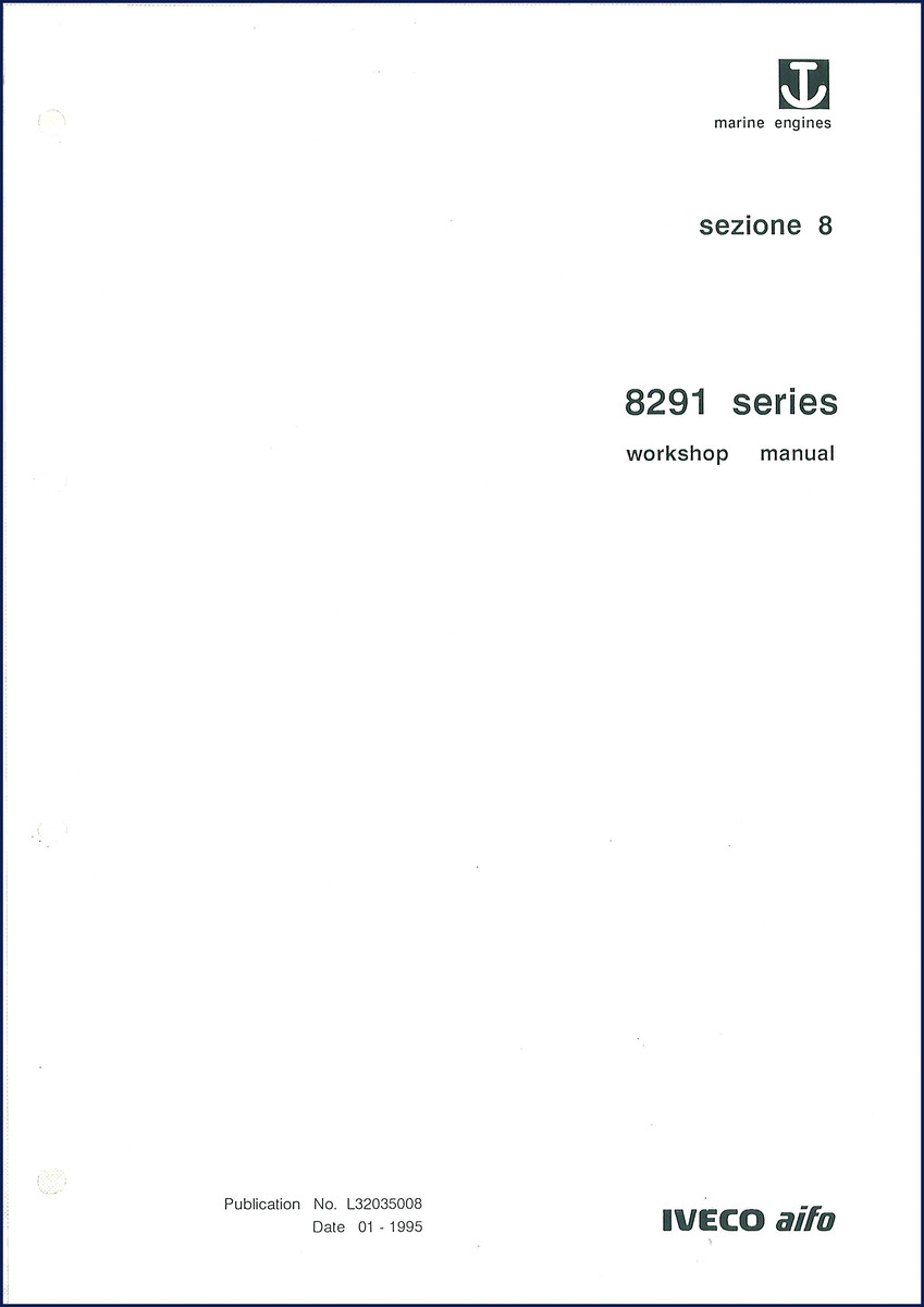 Iveco Aifo 8291 1995 Workshop Manual cover – marine engine factory guide