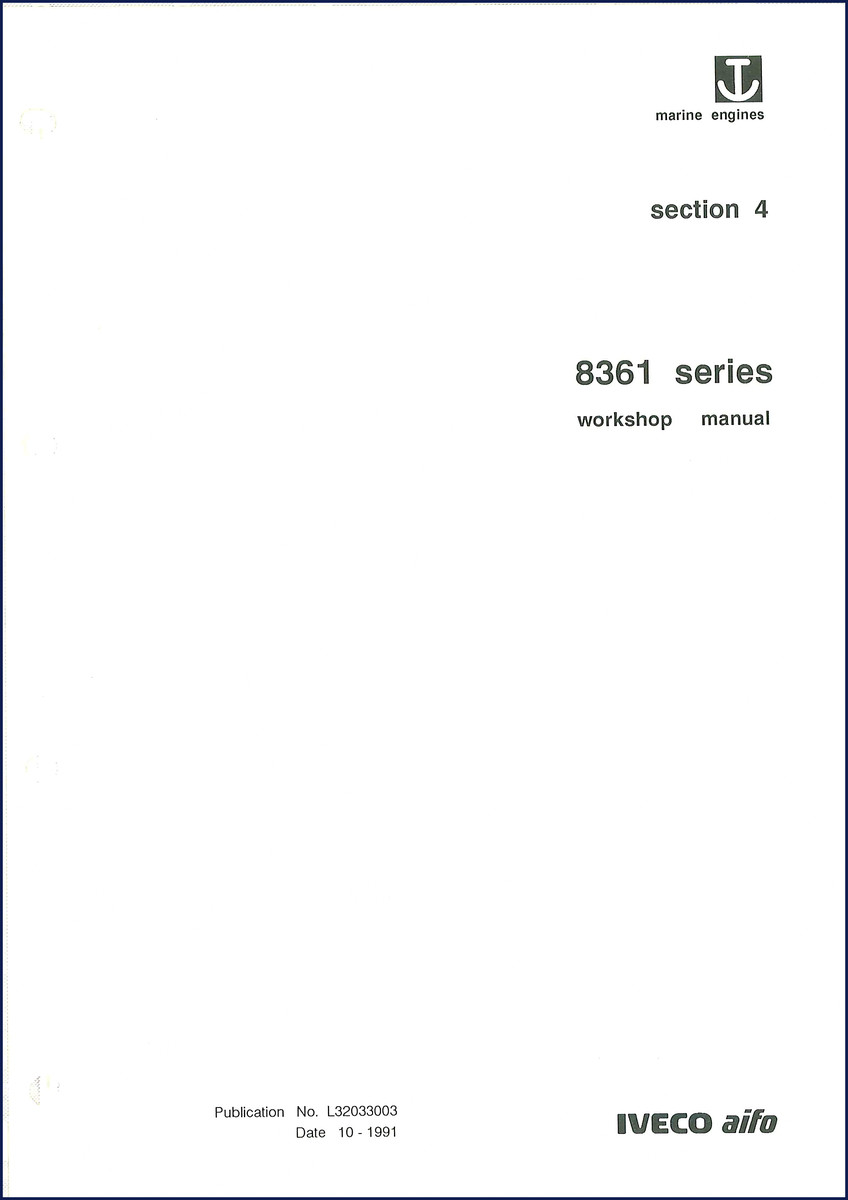 Iveco Aifo 8361 1991 Workshop Manual cover page for marine engines