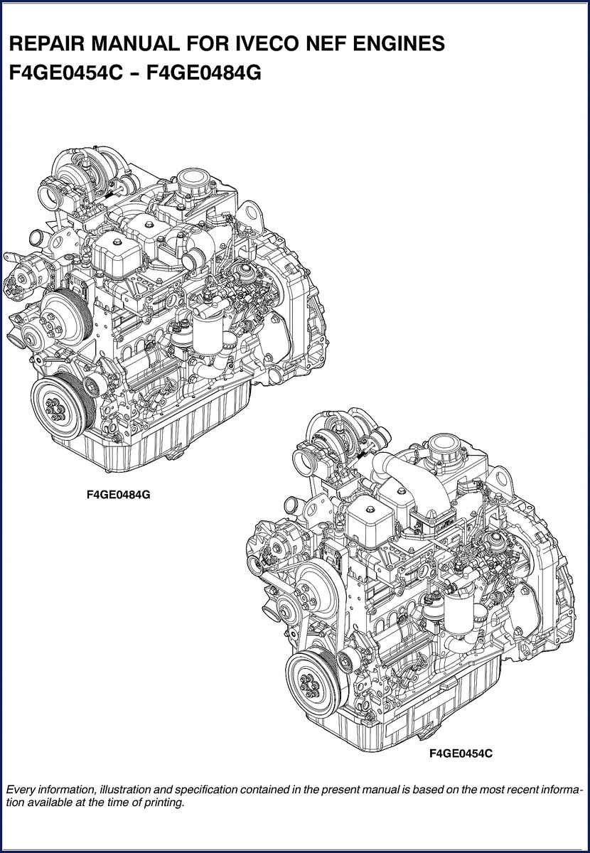 Iveco NEF Repair Manual cover page - factory service manual for F4GE0454C and F4GE0484G engines