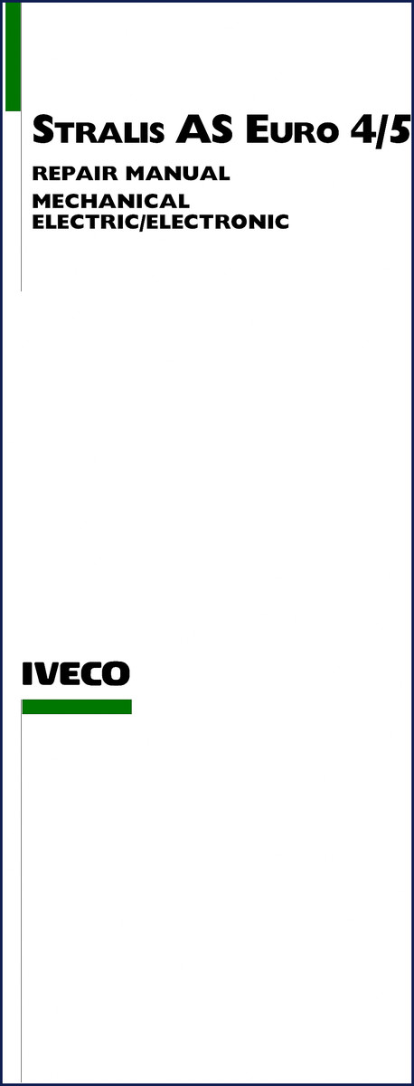 Iveco STRALI Euro 4/5 repair manual cover showing engine and electrical sections