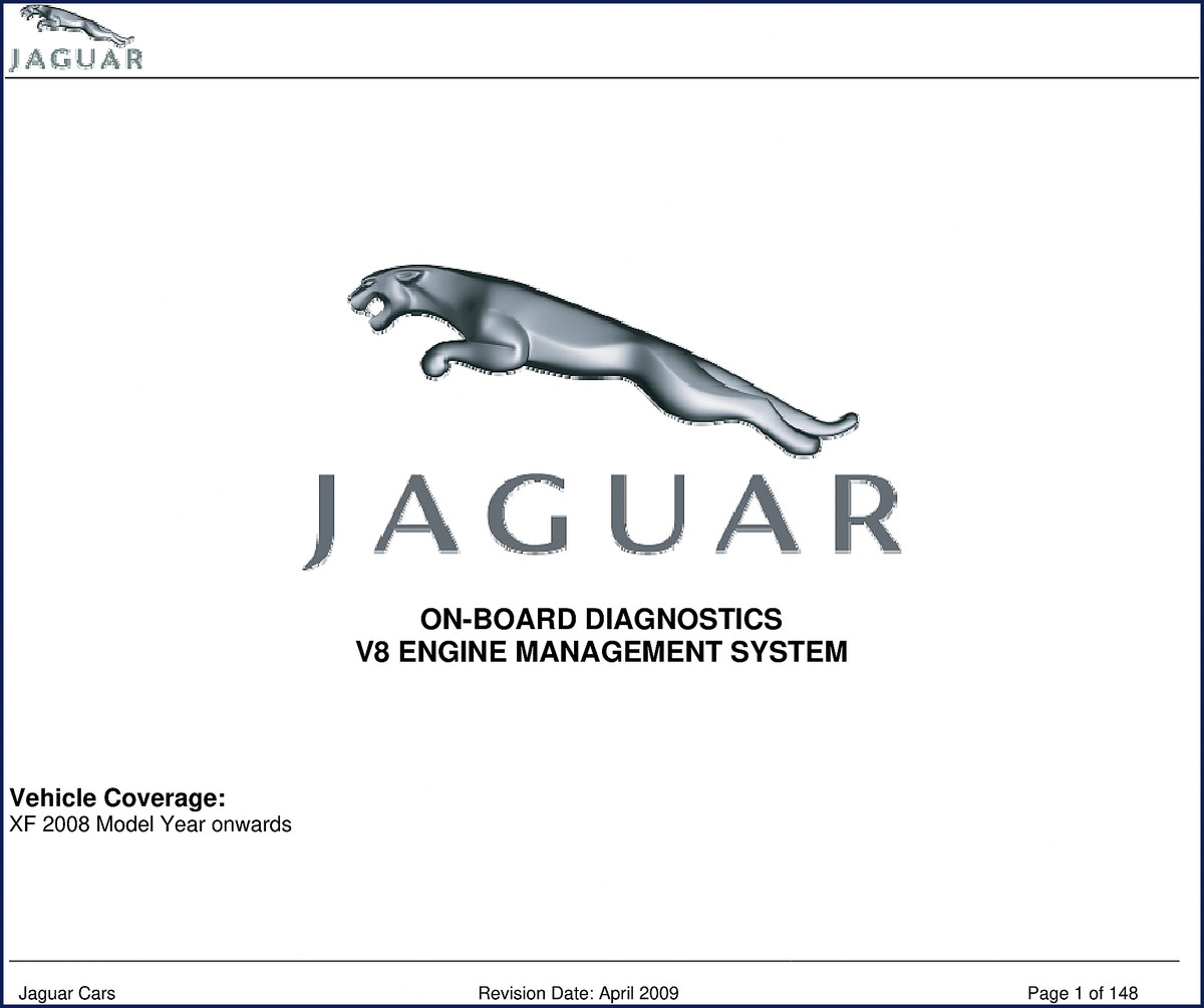 Jaguar XF 2009 Diagnostics Manual cover – 148 pages factory OBD-II documentation