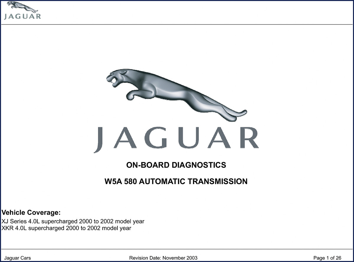 2003 Jaguar XJ XKR On-Board Diagnostics Manual cover