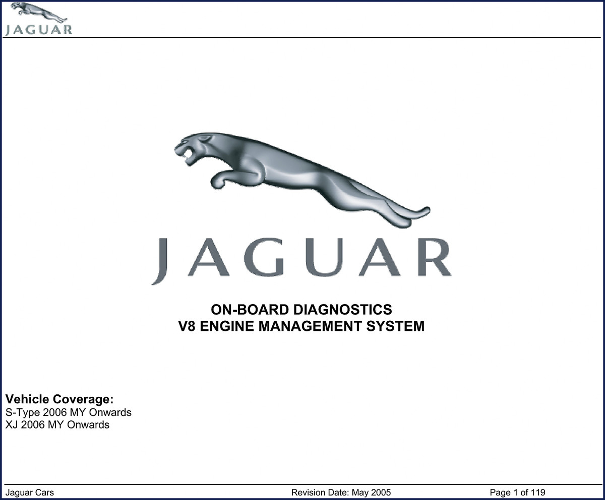 2005 Jaguar XJ S-Type V8 OBD Diagnostics Manual cover