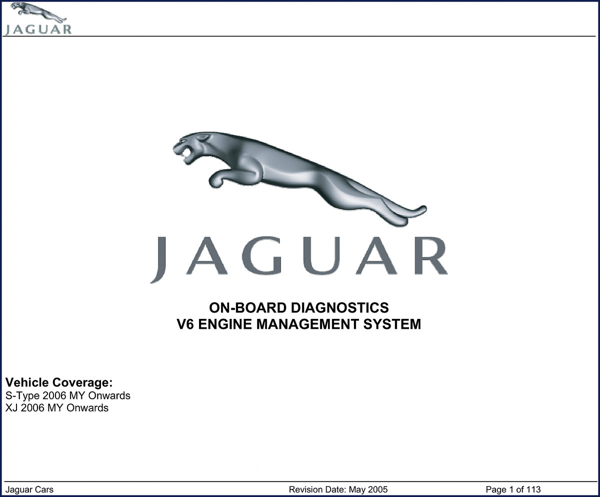 Jaguar XJ and S-Type 2005 On-Board Diagnostics Manual cover