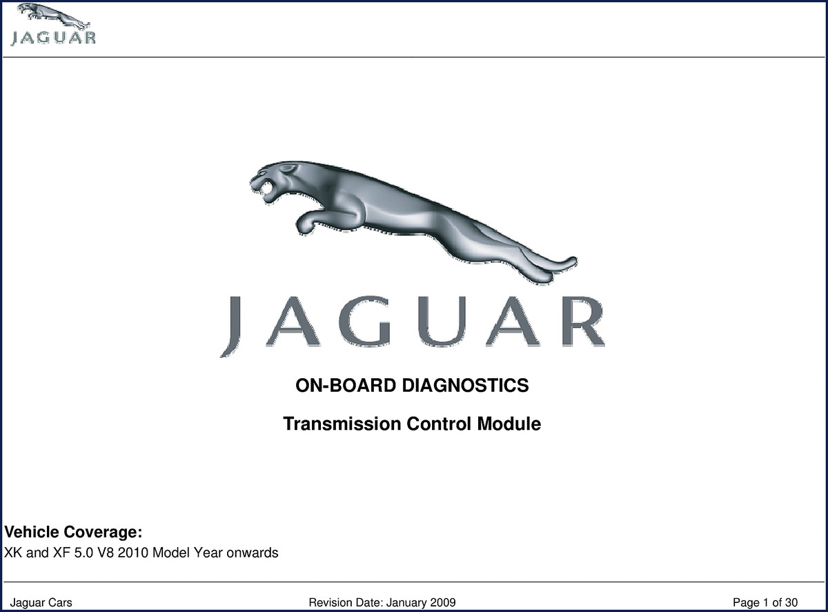 Jaguar XK XF 2009 Diagnostics Manual cover page