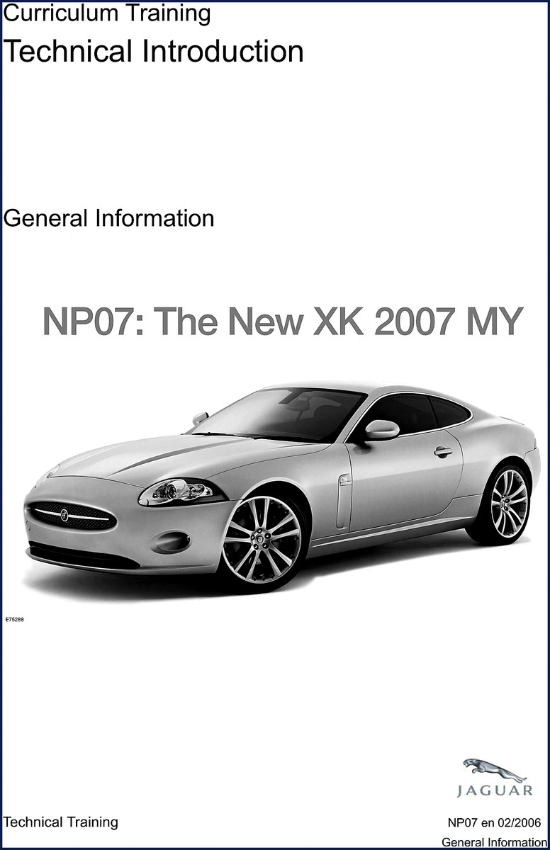 Jaguar XK 2006 Training Manual cover showing vehicle profile and title
