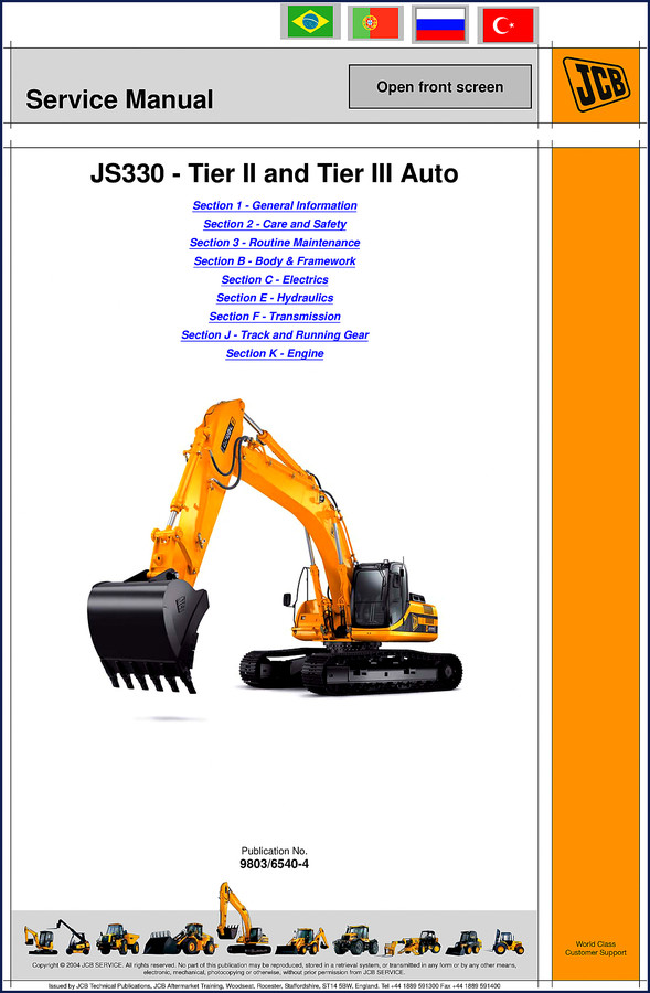 JCB JS330 2004 Hydraulic Schematic – OEM factory diagram and torque specifications
