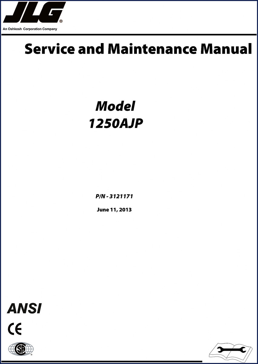 JLG 1250AJP 2013 Service Manual cover – 606 pages OEM factory shop manual