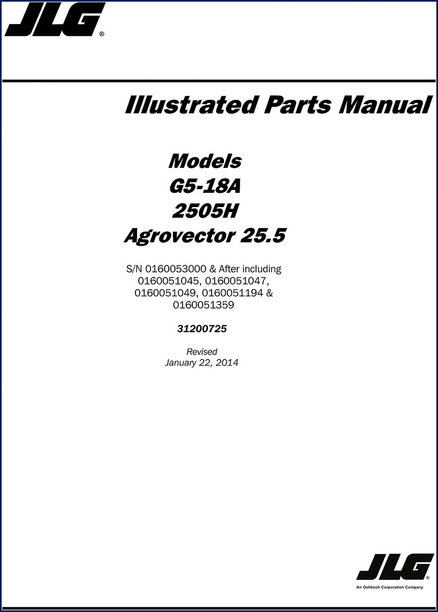 JLG G5-18A parts catalog cover 2014 302 pages OEM factory manual