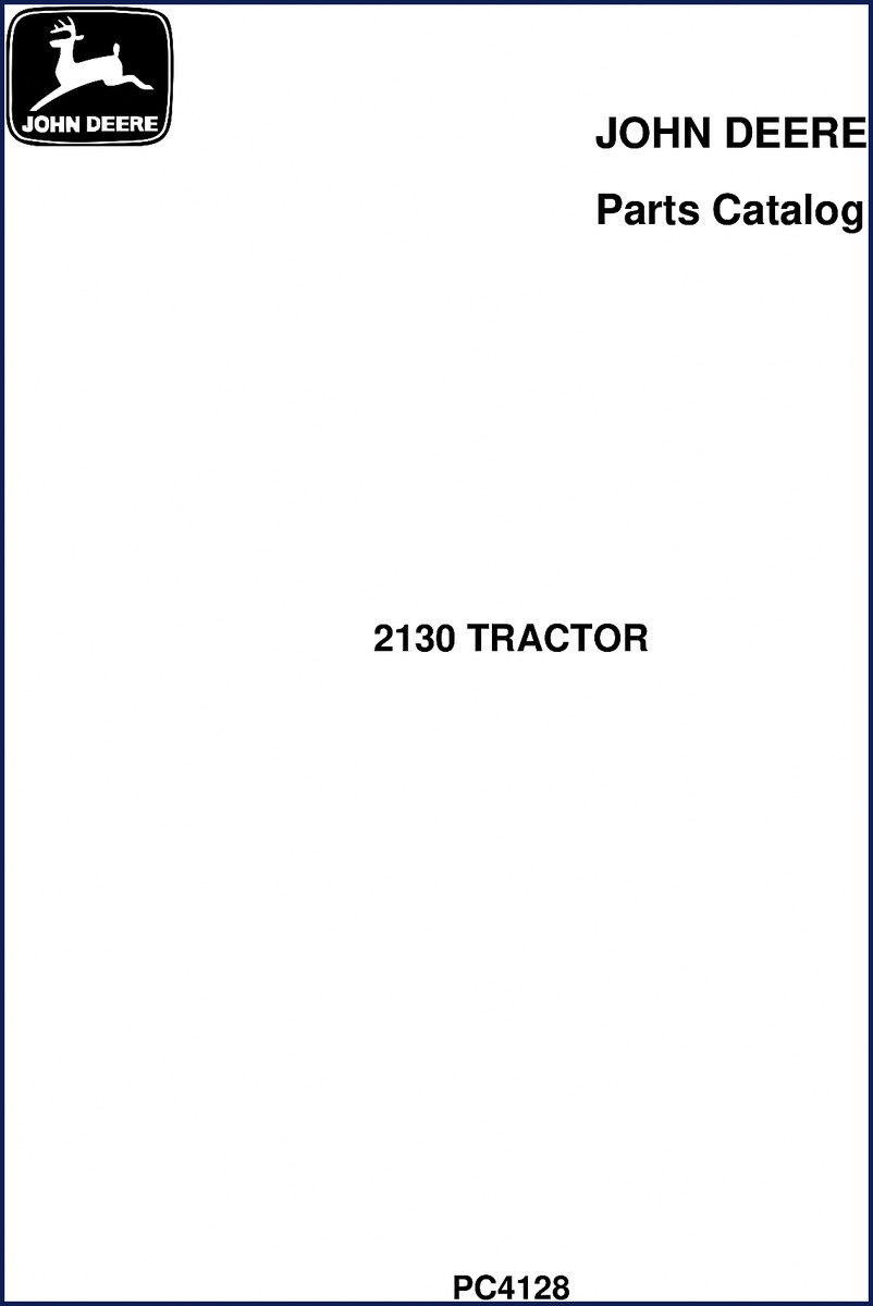 John Deere 2130 Parts Catalog cover - 275 pages factory OEM document
