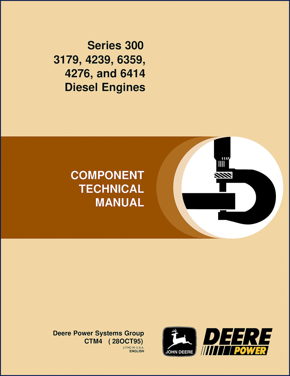 John Deere 3179-6414 diesel engine technical manual cover 1995