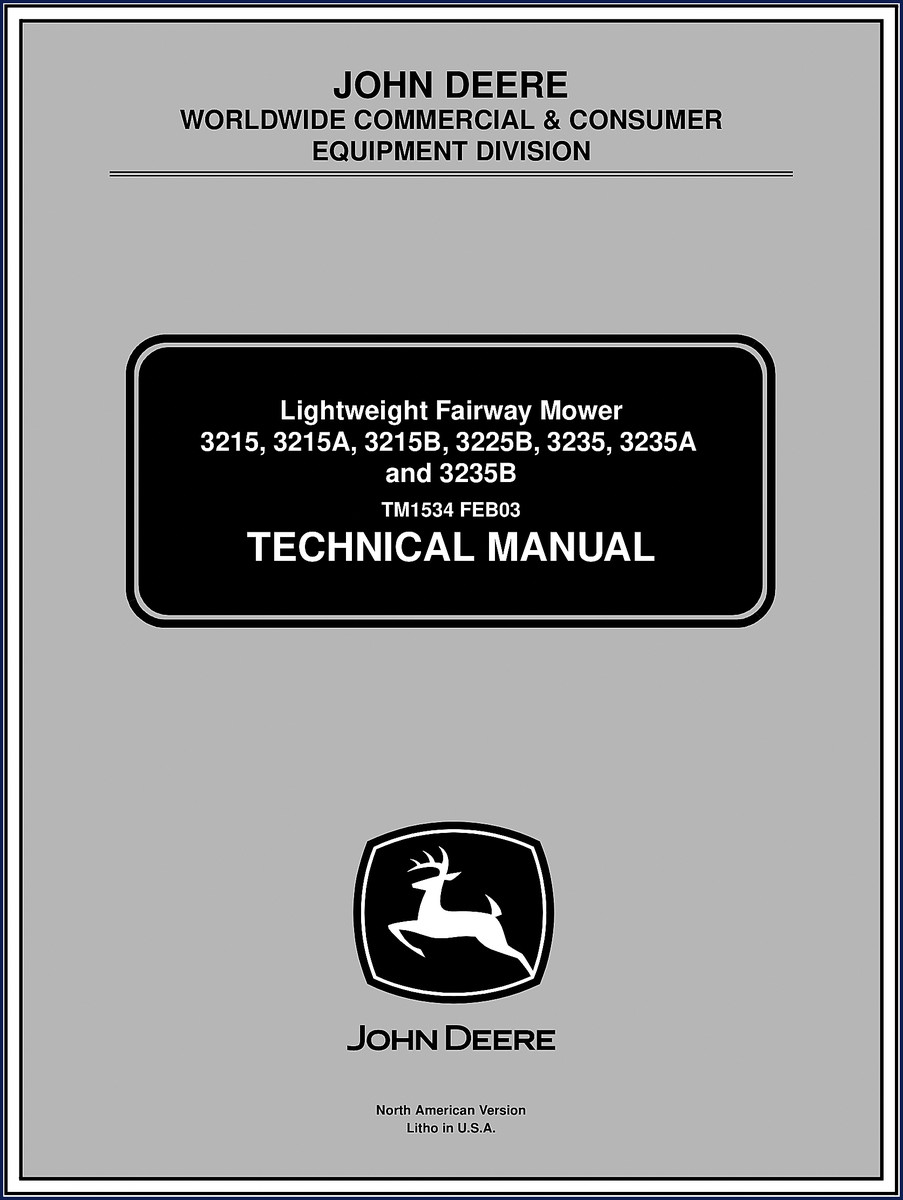 John Deere 3215 series 2003 technical manual cover - OEM factory service documentation for lightweight fairway mowers