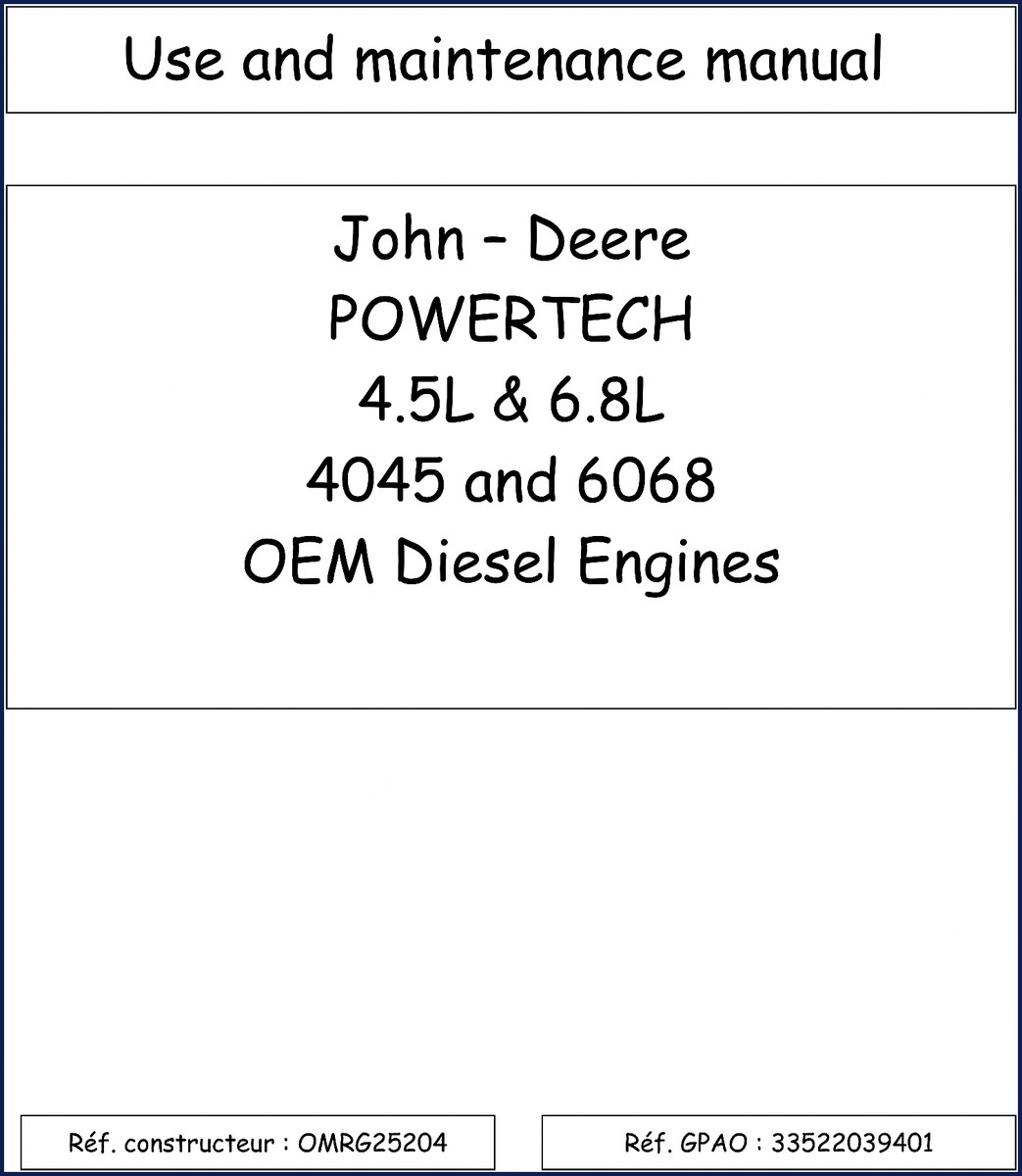 John Deere 4045 and 6068 Operators Manual cover page
