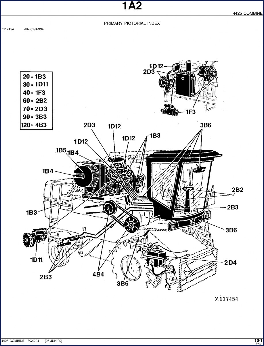 John Deere 4425 Combine Parts Catalog 1990 cover page