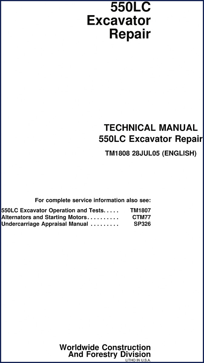 John Deere 550LC 2005 Technical Manual cover page