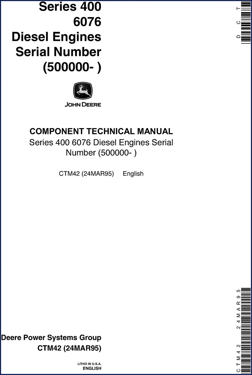 John Deere 6076 1995 Technical Manual cover - 456 pages, factory spec sheet for Series 400 diesel engine
