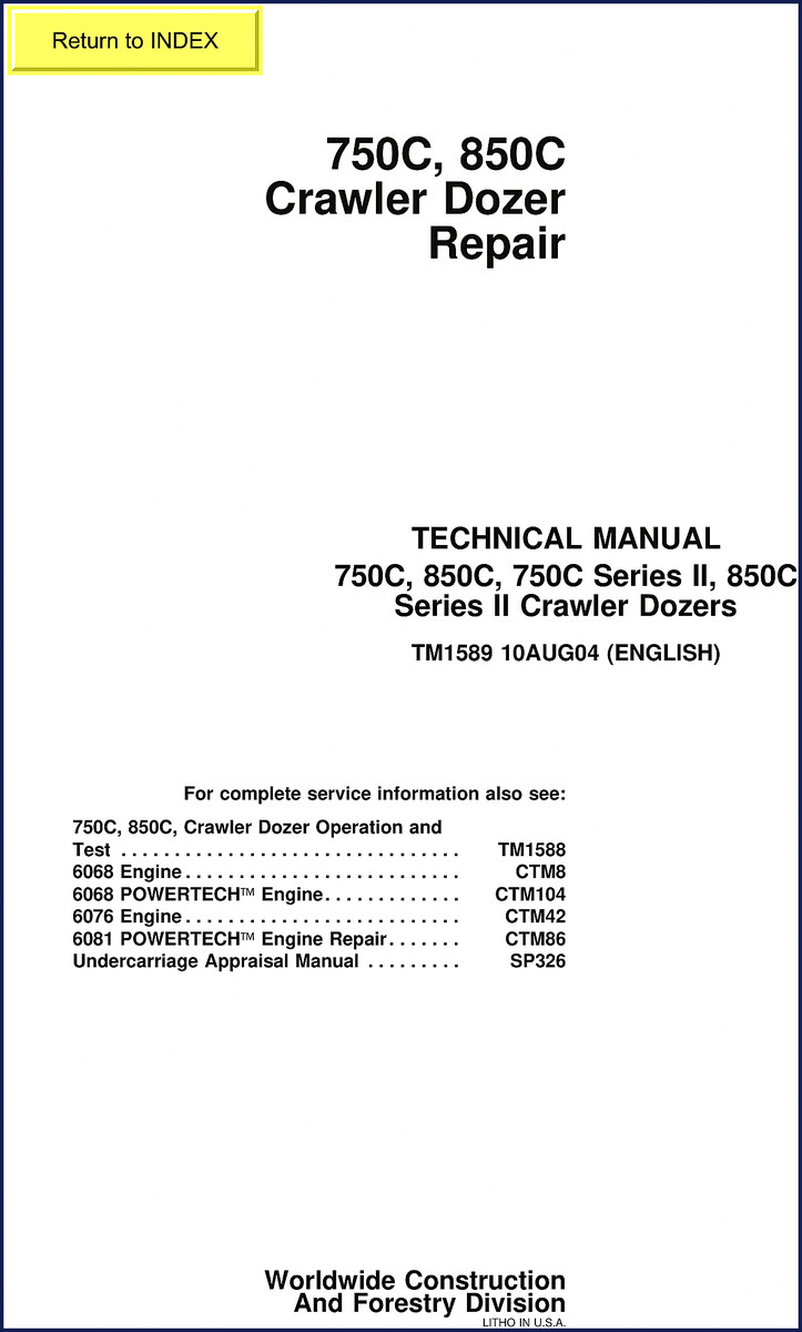 John Deere 750C Crawler Dozer Technical Manual 2004 cover