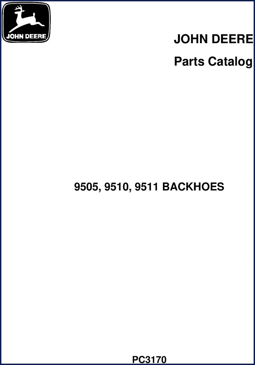 John Deere 9505 backhoe parts catalog cover - OEM factory documentation