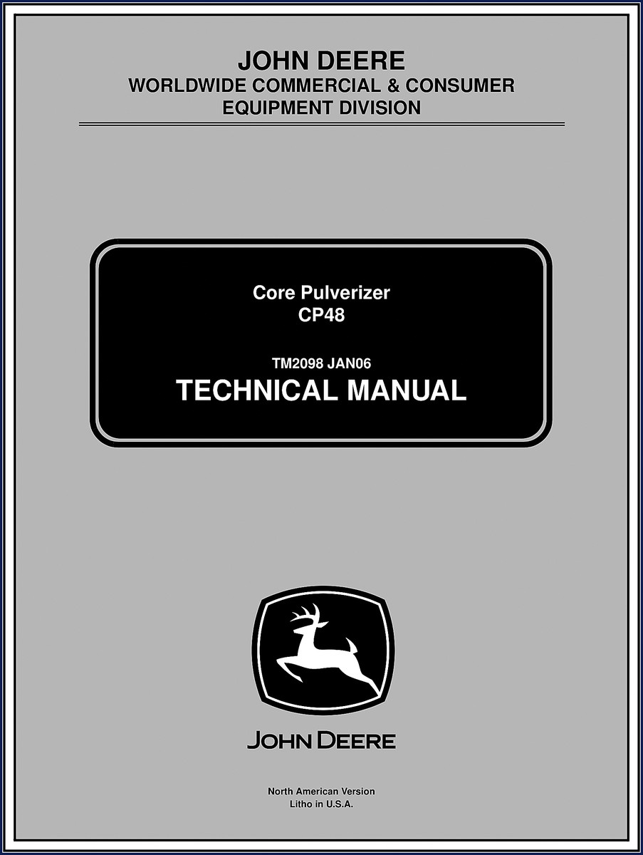 John Deere CP48 2006 Technical Manual cover - 102 pages OEM factory service manual for core pulverizer