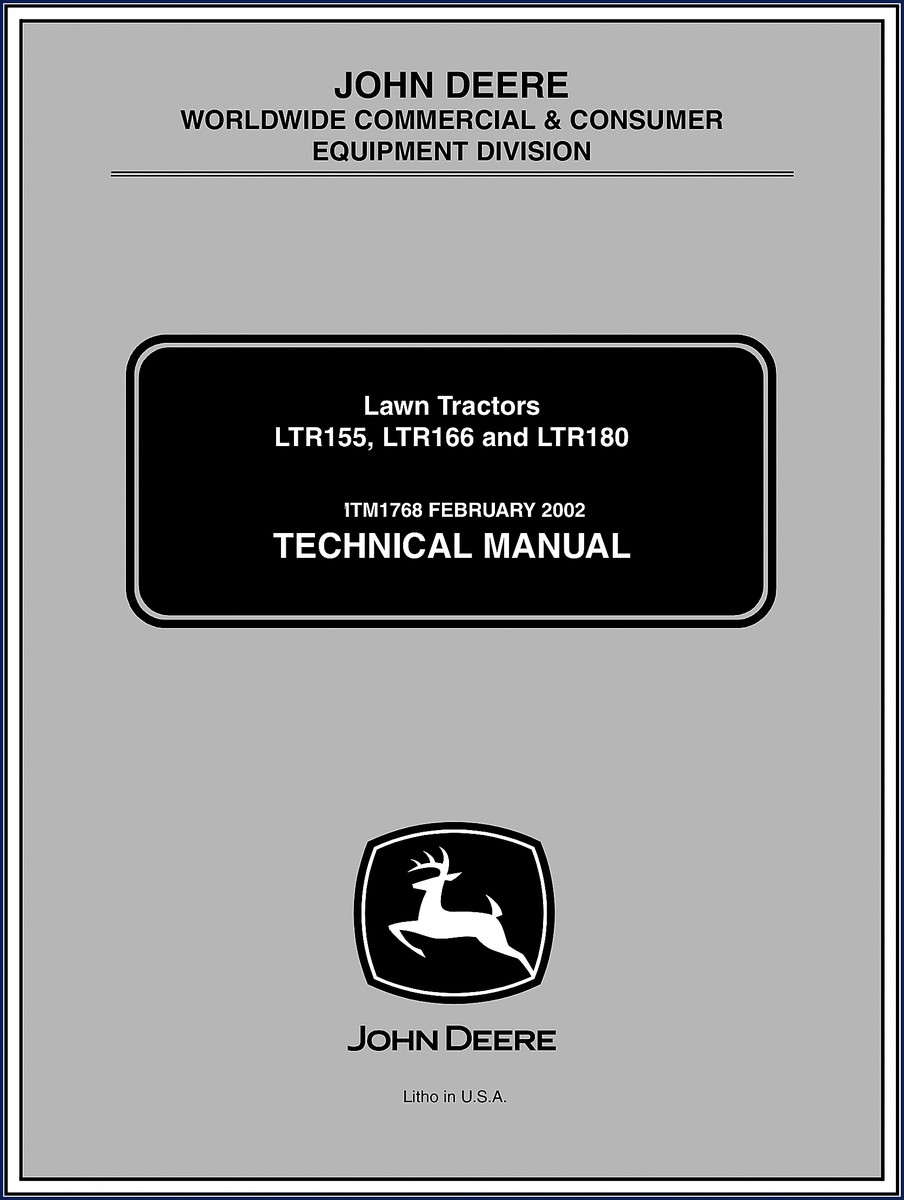 John Deere LTR155 LTR166 LTR180 2002 Technical Manual cover page