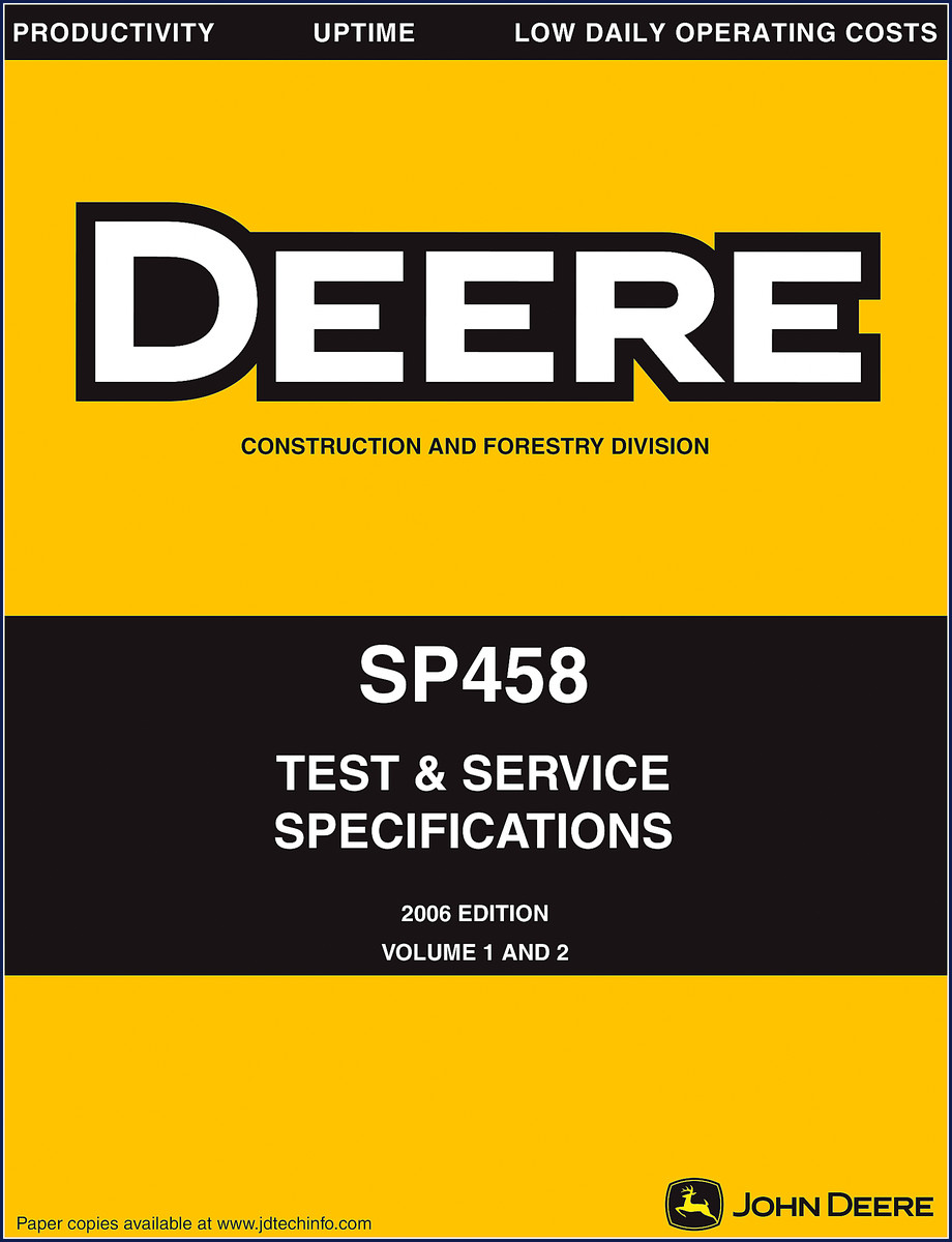 John Deere SP458 2006 Service Manual cover – two-volume set, factory OEM documentation
