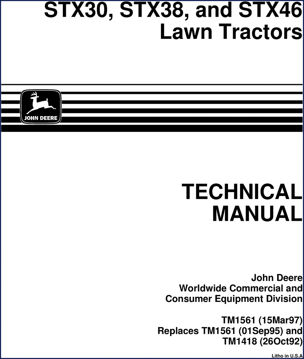 John Deere STX30 STX38 STX46 1997 Technical Manual cover page