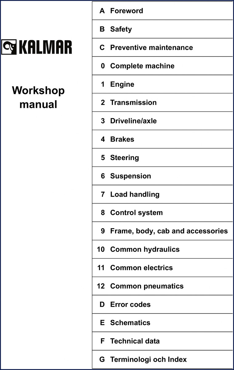 Kalmar DCE 90 DCE 180 DCE 70-32E3 DCE 70-35E4 2006 Workshop Manual cover