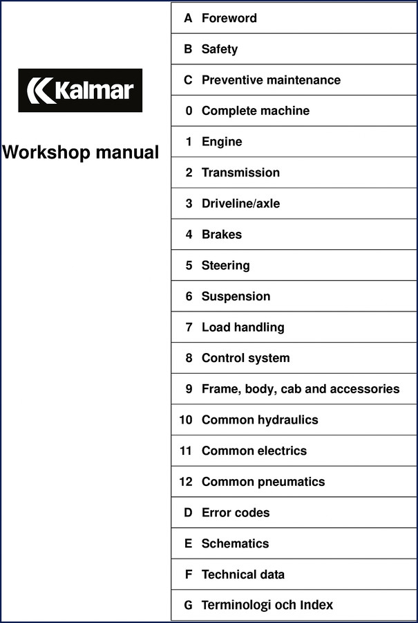 Kalmar DRF 400 DRF 450 Service Manual page showing brake pedal adjustment