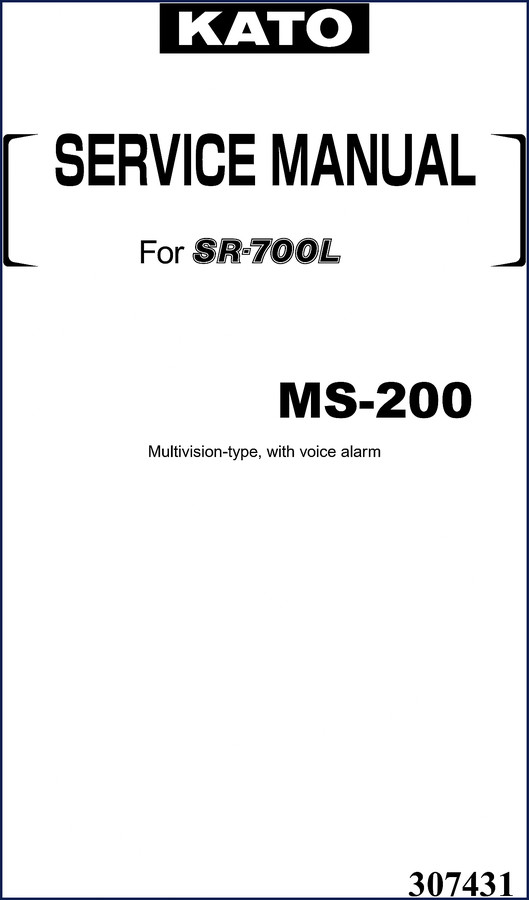 Kato MS-200 SR-700L Service Manual cover – 73-page factory document