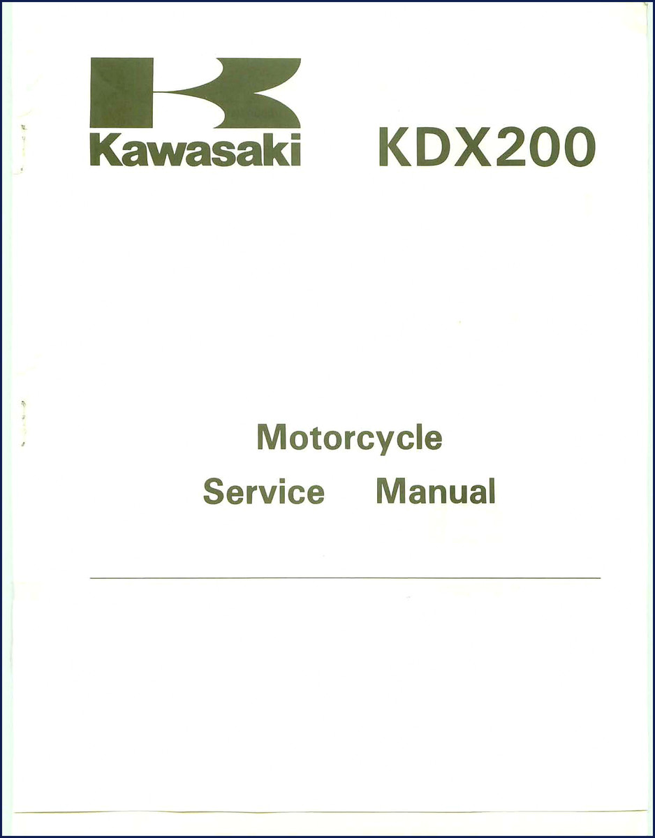 Kawasaki KDX200 Service Manual cover – 174-page factory OEM documentation for fuel, engine, and electrical systems
