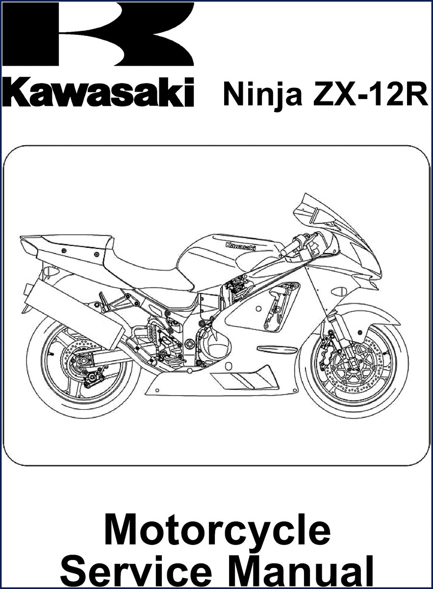Kawasaki Ninja ZX-12R Service Manual cover - 613 pages of OEM factory specifications for the 2002 model.