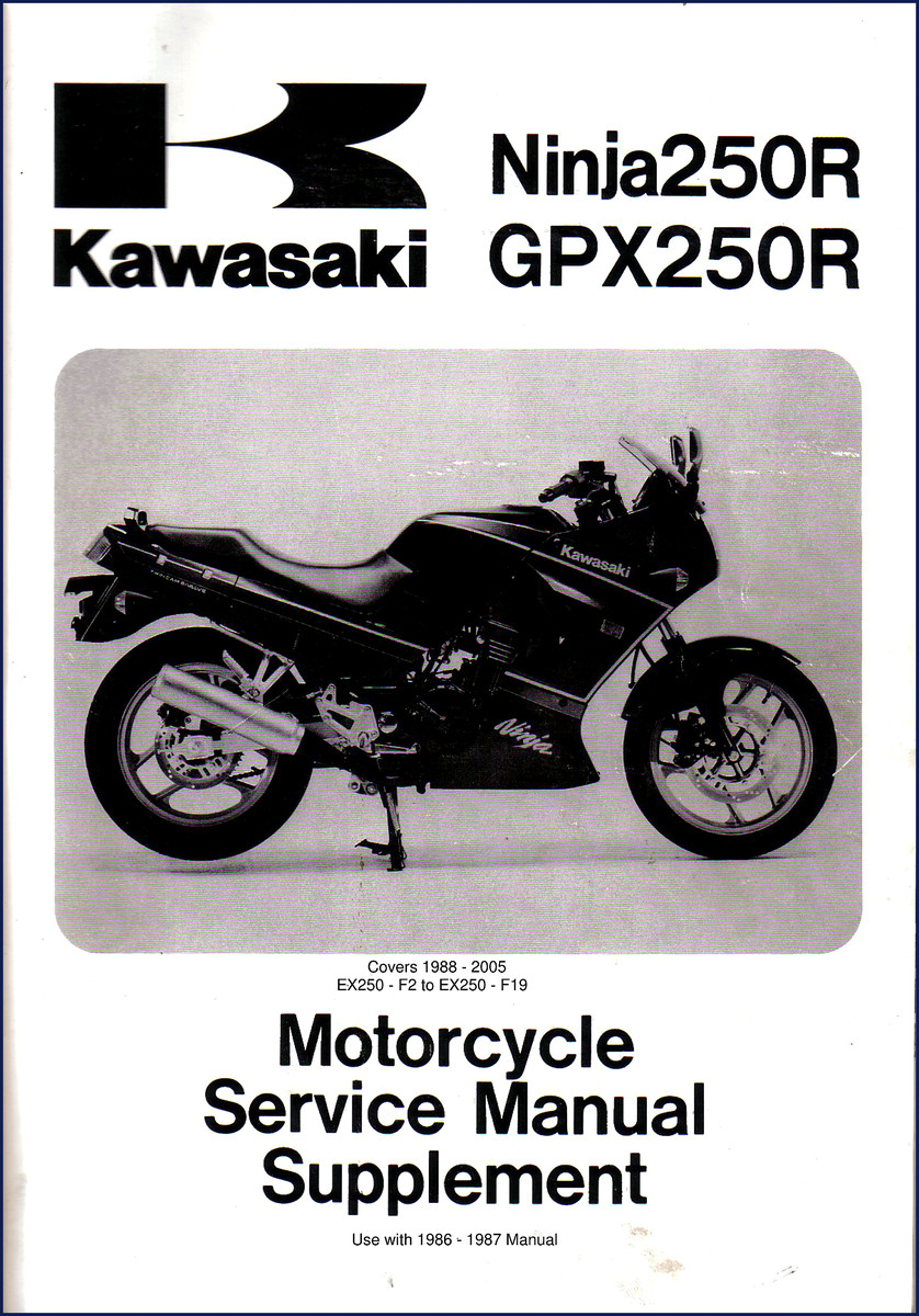 Kawasaki Ninja250R GPX250R Service Manual 150 pages OEM factory supplement cover
